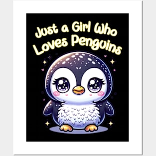 Just a Girl Who Loves Penguins Cute Kawaii Posters and Art